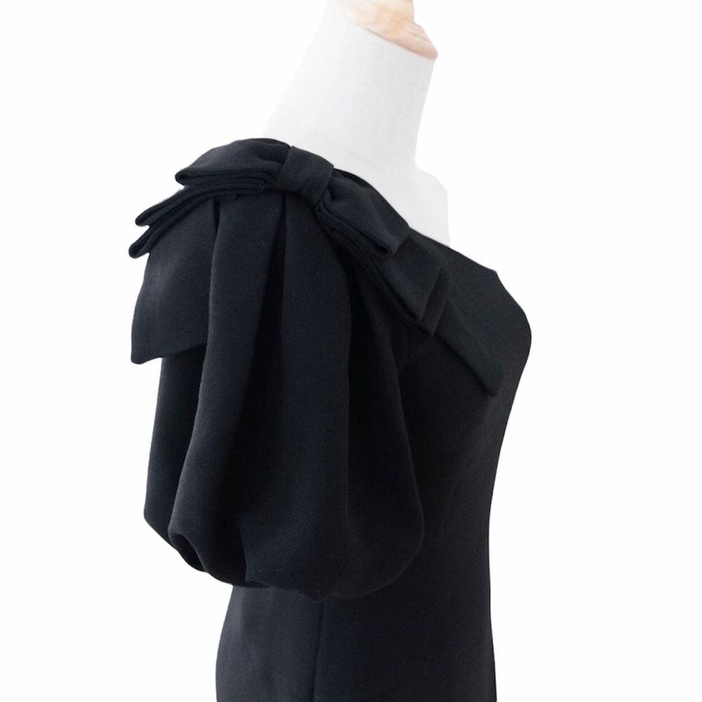 LA PERLA Collezione One Shoulder LBD Little Black Dress w Bow Detail IT 44 US 8 - Picture 6 of 9